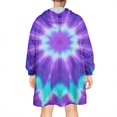 thumbnail image 2 of Purple Blue Tie Dye Spiral Pattern Wearable Oversized Blanket,Wearable Blanket Hoodie for Adults,Cozy Hooded Blankets with Super Pockets,Super Warm Fuzzy Pullover for Women & Men, 2 of 6