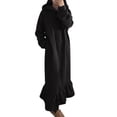 thumbnail image 1 of Vestido holgado de manga larga con capucha y estampado liso para mujer talla grande - Vestido informal tipo sudadera con bolsillos, primavera/otoño/invierno, 1 of 5