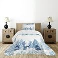 thumbnail image 3 of Ambesonne Winter Quilted Bedspread Set 2 Pcs, Deer Pine Trees Xmas, Twin Size, Blue White, 3 of 6