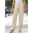 thumbnail image 2 of Woman Within Plus Size Petite Straight Leg Linen Pant, 2 of 6