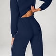 thumbnail image 5 of Wutalume Women's Fashionable Casual 2-Piece Set, Long Sleeve Solid Color Sweatshirt and Wide Leg Pants, Trendy Lounge Outfit,Navy 2XL, 5 of 5