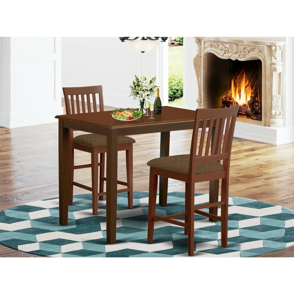 East West Furniture Yarmouth 3-piece Wood Dining Table and Chairs in Mahogany