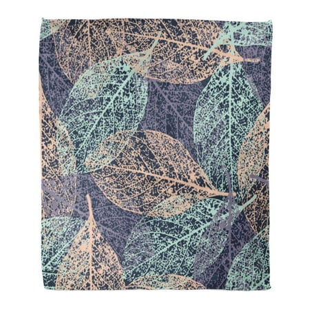 Fall Leaf Outline KDAGR Flannel Throw Blanket Pattern Fall Leafs Outline Abstract Autumn Season Paintings Botany Soft for Bed Sofa and Couch 58x80 Inches ()