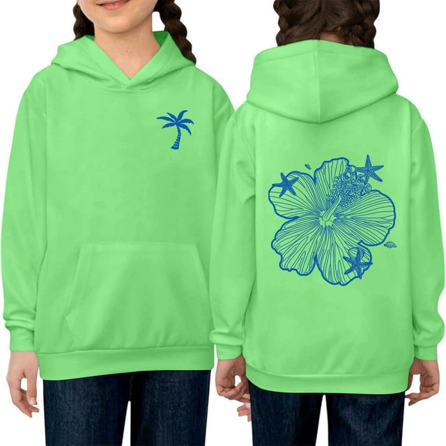 LIUJUNSHOP Chandail à Capuche Imprimé Décontracté pour Filles Chandail Doux pour Usage Quotidien Activités Scolaires Extérieures et Confort à Domicile 2-3 Ans Vert