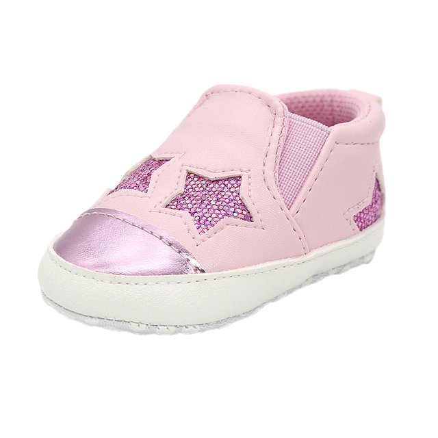 Zapatos De Cuna De Bebé Unisex Con Lindas Estrellas, Suela Blanda, Cómodos Zapatos Para Precaminantes, L, Color Rosa Sunnimix Zapatos para cuna para niños