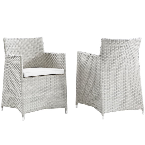 Afuera Living Rattan Outdoor Patio Armchair in Gray/White (Set of 2)
