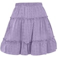 thumbnail image 6 of Fesfesfes Summer Skirts for Women Casual Vintage High Waist Solid Color Print Beach Ruffled Short Skirt, 6 of 6
