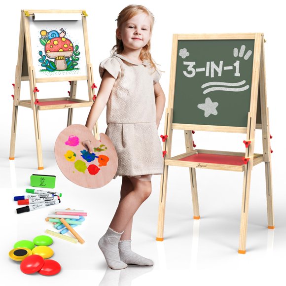Pizarra magnética de doble cara Art Easel Joyooss para niños de 3 a 8 años