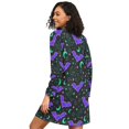 thumbnail image 2 of FORMRS Womens Long Sleeve Nightgowns Crew Neck Sleep Shirt Soft Pajamas Sizes S-3XL, Purple Cartoon Bats Pattern, 2 of 8