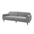 thumbnail image 4 of 75" W Velvet Loveseat Sofa Bed, Mid Century Modern Decor Furniture, Button Tufted Upholstered Love Seat Couch with Wood Legs for Living Room Bedroom, Gray, 4 of 6