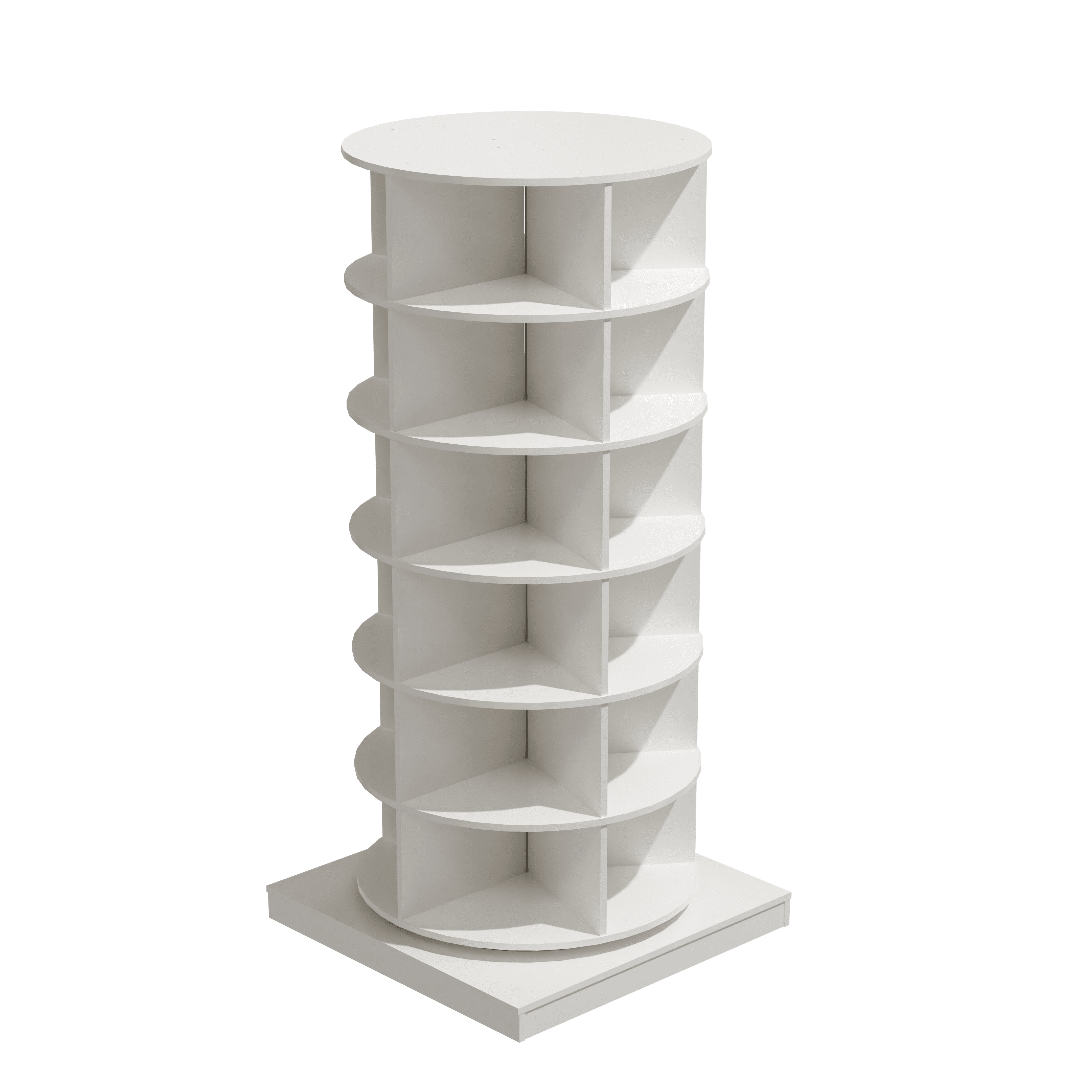 PORKISS 6-Layer Rotating Shoe Cabinet, Modern Tall Shoe Rack with Open Storage Space Hold 24 Paris shoes, Freestanding 360 Rotating Shoe Rack Tower, Round Shoe Rack for Home, White