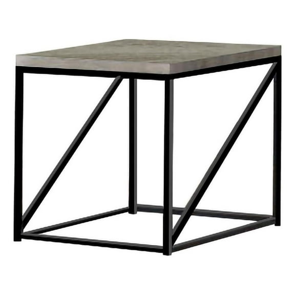 Pemberly Row Farmhouse Wood Square End Table with Metal Base in Gray