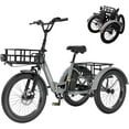 thumbnail image 6 of MOONCOOL TK1 20" Fat Tire Folding Electric Tricycle w/ Rack Bags, 750W Motor 48V Foldable Ebike Electric Trike for Adults, 3 Wheel Electric Bicycle w/Front & Rear Baskets, Certified to UL 2849 by SGS, 6 of 11