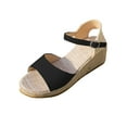 thumbnail image 2 of Viluyesy Women's Wedge Sandals, Open Toe Comfortable Breathable Adjustable Strap Summer Beach Casual Platform Shoes Black, 2 of 9