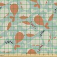 thumbnail image 2 of Underwater Fabric by the Yard Upholstery, Ocean Animal Whales Swimming Pattern Marine Life Illustration, Decorative Fabric for DIY and Home Accents, Salmon Coconut Turquoise by Ambesonne, 2 of 5