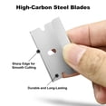 thumbnail image 3 of Paquete de 100 cuchillas de afeitar de un solo filo con dispensador de acero al carbono, 3 of 5
