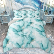 Homewish Aqua Purple Marbling Bedding Comforter Set for Women, Chic Abstract Ombre Twin Comforter Sets, Fashion Artwork Style Reversible Bedding Set, Lightweight Room Decor, 2pcs