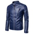 thumbnail image 4 of Chaqueta casual de cuero para hombre, moderna, ajustada, elegante, para jóvenes, chaqueta de motociclista para primavera y otoño, 4 of 5