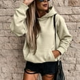 thumbnail image 4 of Daznico Sweatshirt for Women Womens Down Pocket Hooded Sweatshirts Pullover Sleeve Button V Drawstring Hoodies Neck Women's Hoodies & Sweatshirts Khaki L, 4 of 9