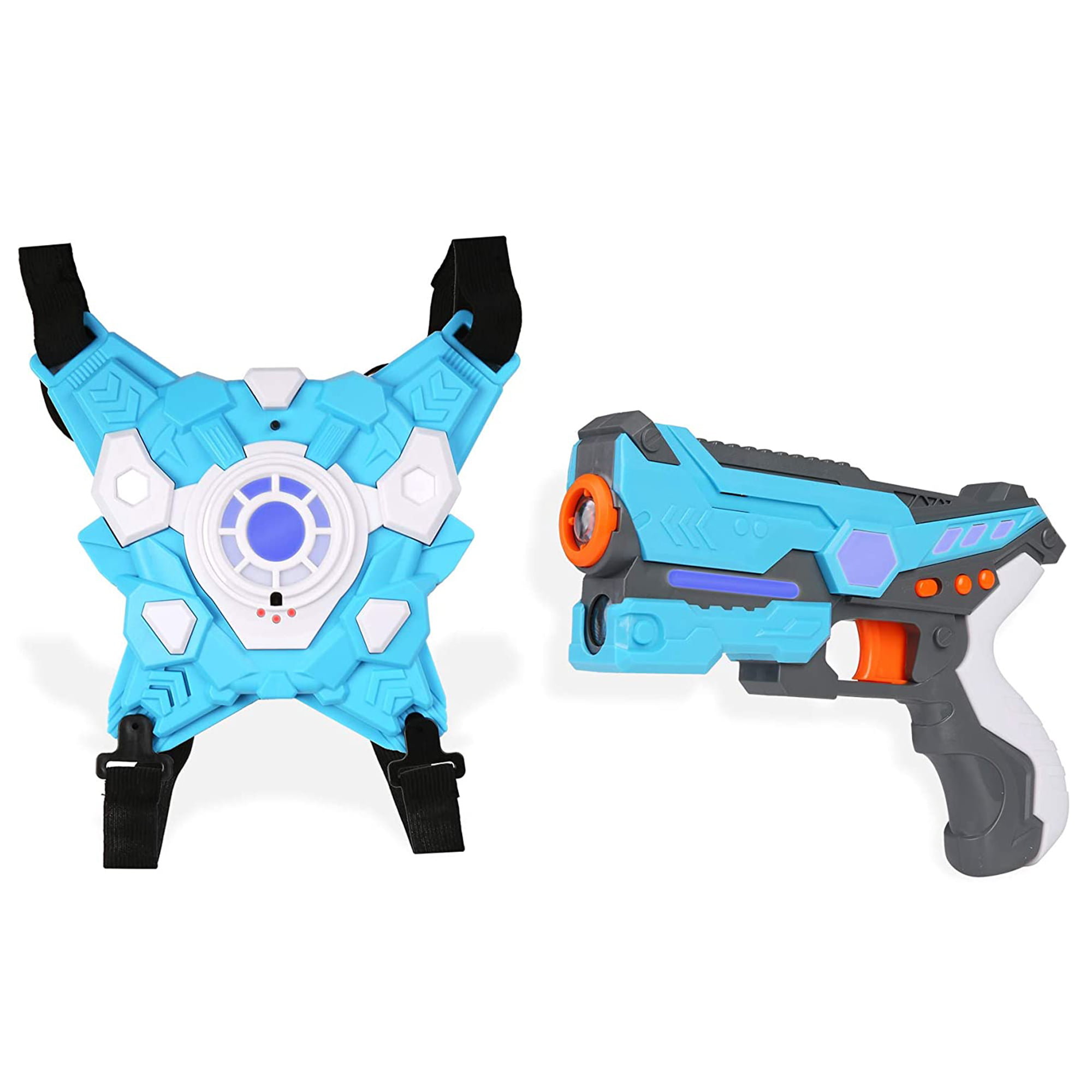 Blue White 2 Player Set Kids Infrared Laser Tag Gun Blaster Shooter Target Vests 