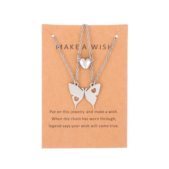 Collar de dulces, colgante de mariposa de acero inoxidable, collar de amistad, pendientes de anime para mujeres, amigos, regalo de cumpleaños y vacaciones
