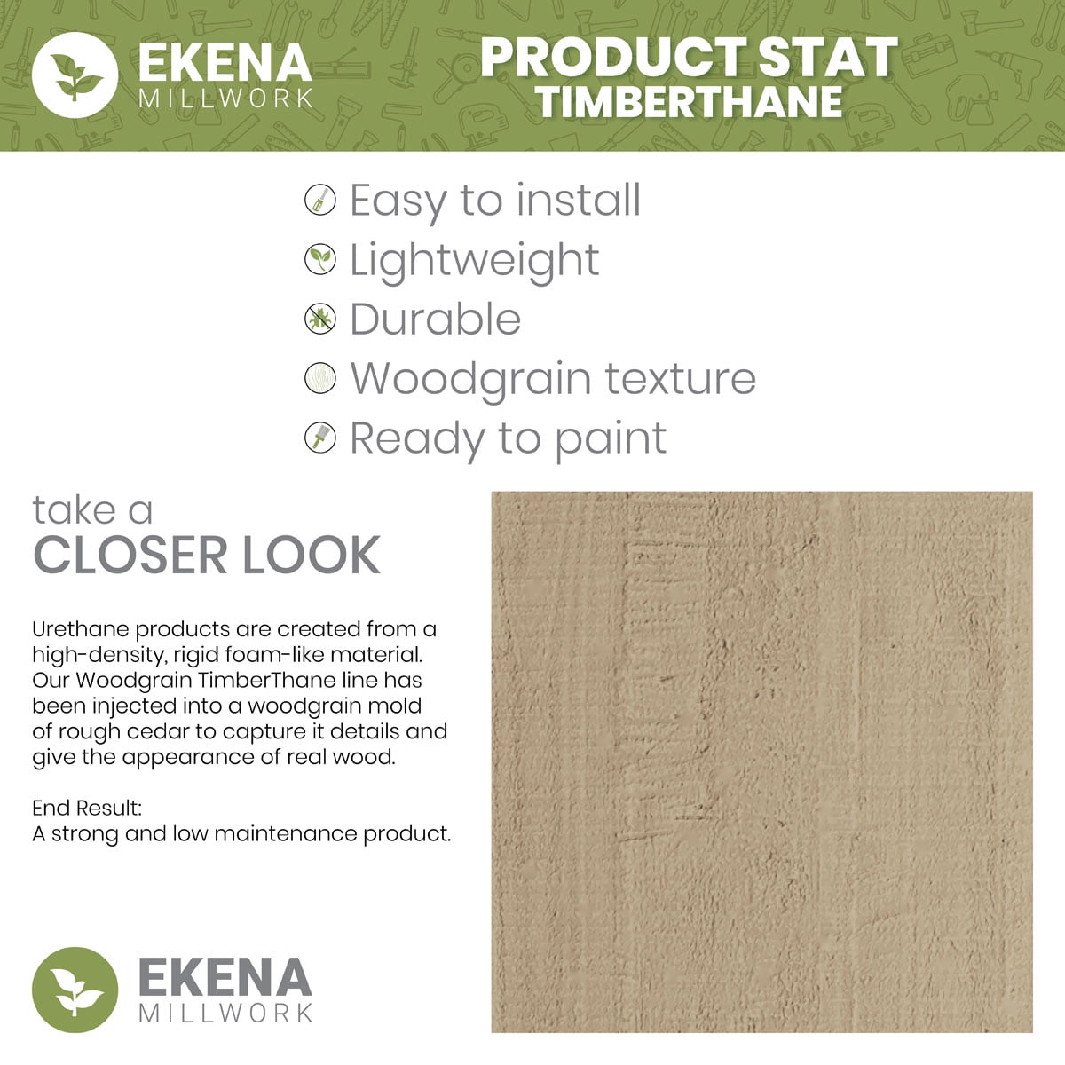 Ekena Millwork Timberthane Faux Window Shutter, Rough Cedar