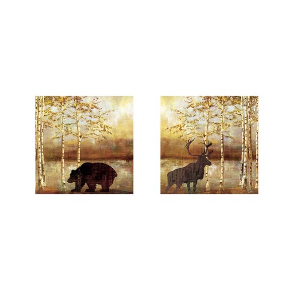 Great Art Now Great Bear & Walking Face by Posters International Studio 2 Piece Print Art Set Each 12"W x 12"H