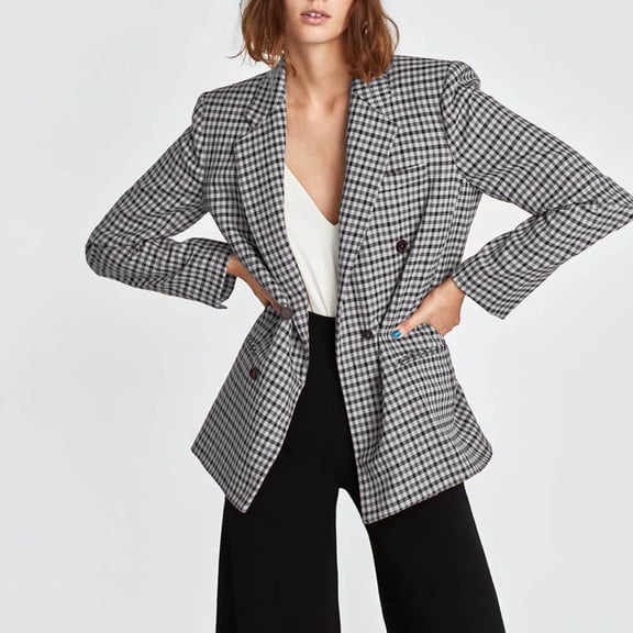 Vedolay Womens Coat Womens Casual Blazer Shawl Collar Long Sleeve Open Front Work Office Jackets,Black L