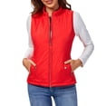 thumbnail image 5 of Chaleco acolchado Hanzidakd para mujer, ligero, con cuello alto y cremallera, color rojo, talla M, 5 of 5