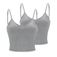 thumbnail image 2 of cfhntfmh 2pc Tank Tops with Built in Bras Sleeveless Adjustable Strap V Neck Bralettes Soft Padded Wireless Short Camisole, 2 of 7