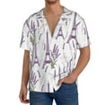 thumbnail image 3 of Xecao offers the Lavender Flowers for Men's Casual Short-sleeved Shirt, a button-up collared shirt with a pocket, perfect for beach vacations and yacht travel in the 4X-Large size., 3 of 7