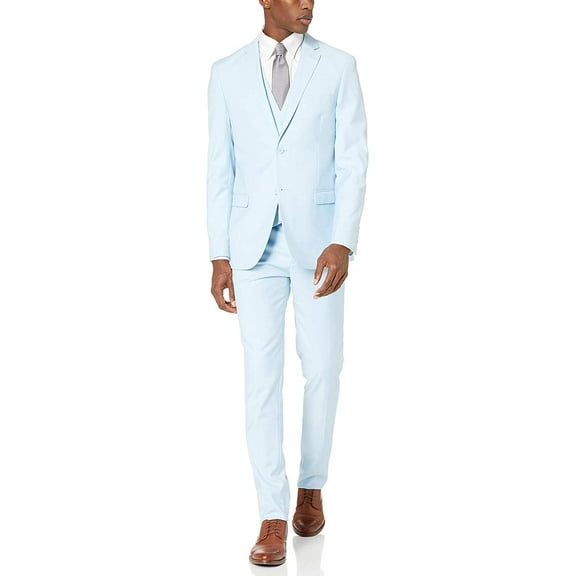 Adam Baker West End by Men's 910352 Slim Fit 3-Piece Peak Lapel Formal Tuxedo Suit - Cranberry - 40L