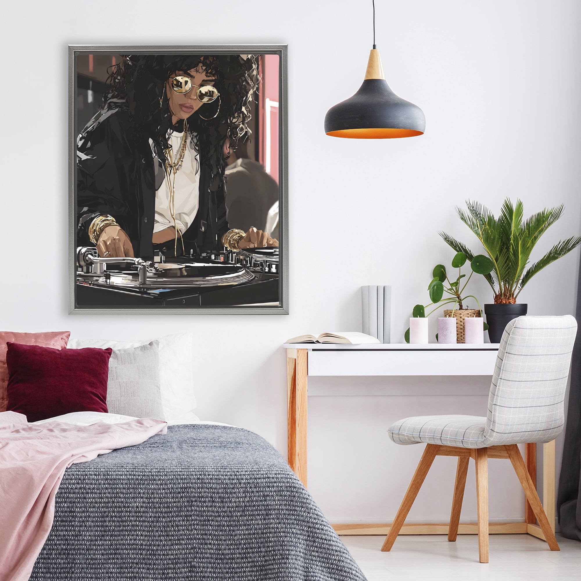 Stupell Industries DJ Focused On Turntables Gray Framed Floater Canvas Wall Art, design by Franklyn Gregory