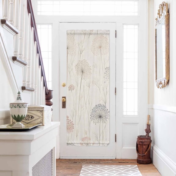 Dandelion Retro Leaves Door Curtains for Door Window, French Sidelight Front Back Door Curtains With Tieback, Farmhouse Botanical Watercolor Kitchen Rod Pocket Drapes Panel, 25"x72"