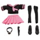 thumbnail image 5 of Conjunto de ropa marinera a escala 1:12, camisa corta, falda, minivestido resistente para mujer. Negro Rosa Corto, 5 of 7