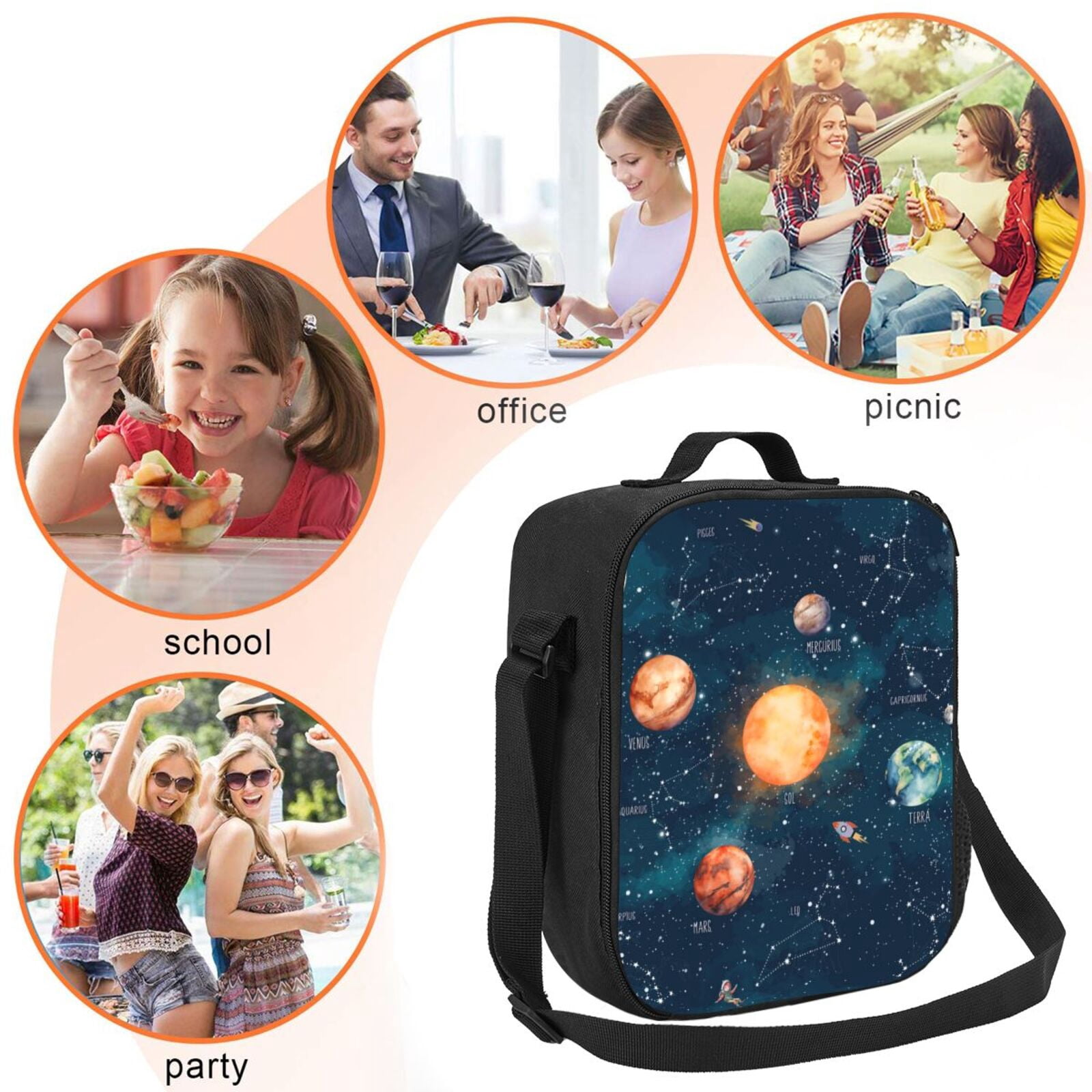 Ratiio Solar System And Planets Print Lunch Box - Reusable Lunch Bag Men Adult Women- Insulated LunchBox