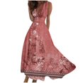 thumbnail image 1 of DEELLEEO Robe d'Automne pour Femmes! Robe de Cocktail Grande Taille Portefeuille Décolleté en V Profond Sans Manches à Fleurs Robes Évasées Ligne A Bohème Maxi Fête Invitée de Mariage Robes, 1 of 5