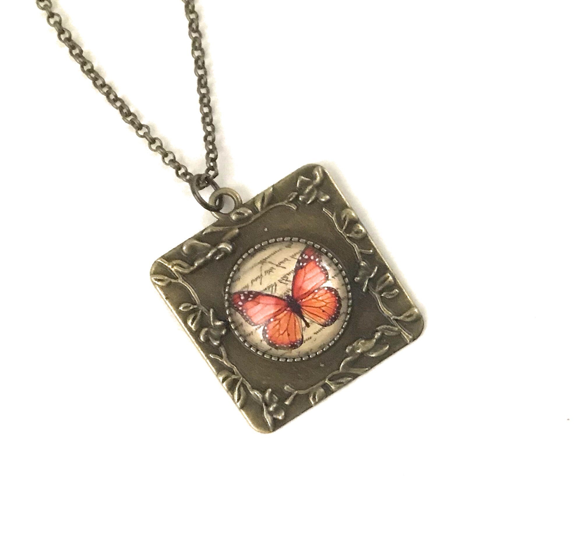 Monarch Butterfly Necklace, Monarch Pendant, Gift for Women, Unique Necklace, Under 25 Dollars
