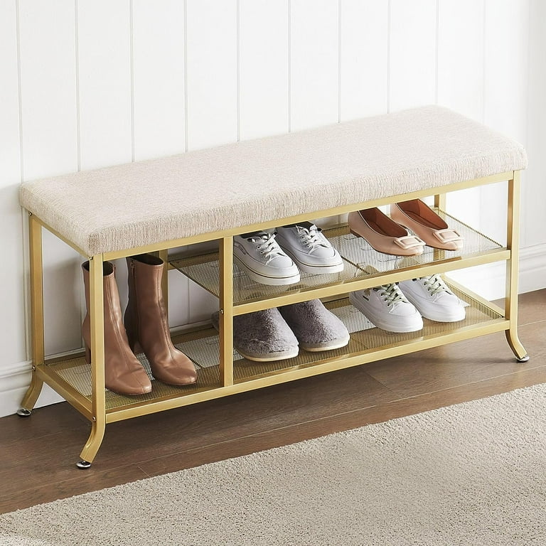 Metal Frame Shoe Bench