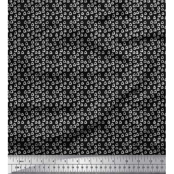 Soimoi Black Cotton Duck Fabric Triangle Geometric Print Fabric by Yard 42 Inch Wide