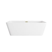 Elegant Kitchen & Bath BT30667GW-BGD 67 in. Rectangle Bathtub, Glossy White with Brushed Gold Trim