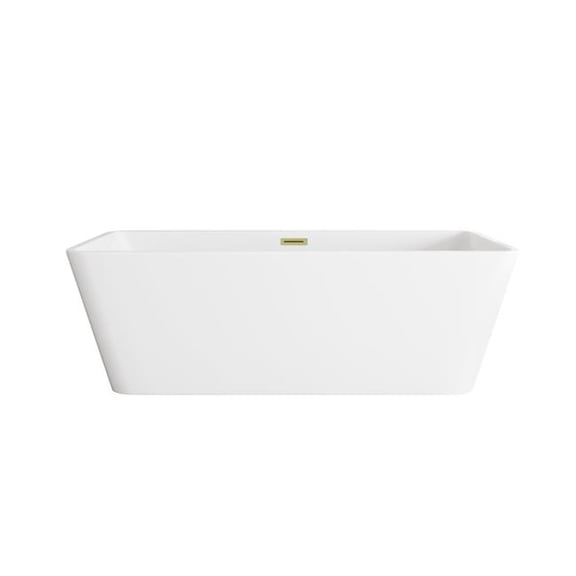 Elegant Kitchen & Bath BT30667GW-BGD 67 in. Rectangle Bathtub, Glossy White with Brushed Gold Trim