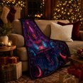 thumbnail image 3 of All Seeing Eye Pyramid over Crystal Cavern, Occult Fantasy Style for Mystic Art Lovers, Lunar Portal Scene and Halloween Gift, Soft Flannel Blanket for Studio, Home Decor, 3 of 9