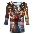 thumbnail image 4 of Ounisa Christmas Shirts for Women Funny Snowflake Elkhorn Plus Size 3/4 Sleeve Tops Cute Crewneck Vacation Christmas Tree Shirt, 4 of 5