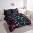 thumbnail image 3 of jejeloiu Kawaii Cat 7-Piece Twin Bedding Sets,Cartoon Cute Kitten Bedding Comforter Set,Neon Gradient Striped Sheet Sets For Girls Kids,Luxury Bedroom Decor Reversible, 3 of 8