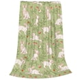 thumbnail image 2 of Honeii Cute Rabbit And Flower Print Fleece Blanket - Throw Blanket for Bed, Sofa, Couch, Camping, and Travel , Microplush Ultra Soft Warm Blanket-60"x50", 2 of 7