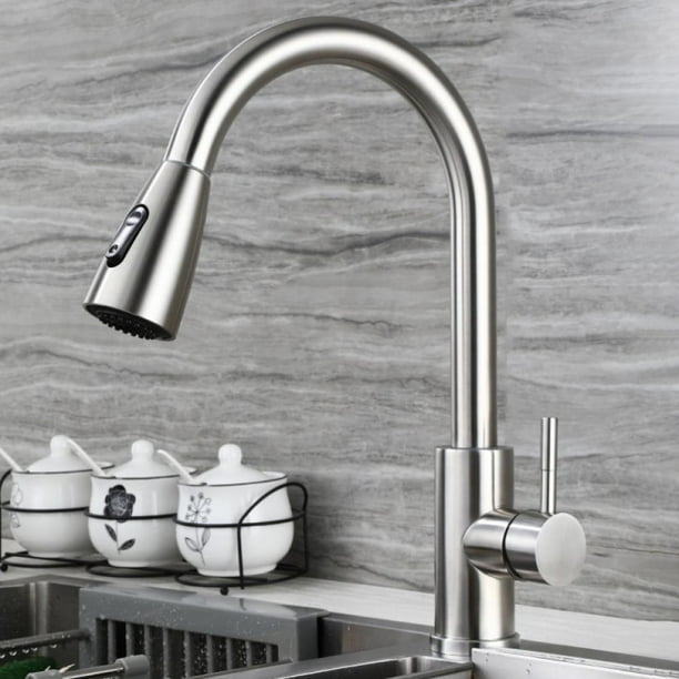 Kitchen Faucet with Pull Down Sprayer Brushed Nickel,High Arc Single Handle Kitchen Sink Faucet,Stainless Steel Kitchen Faucets
