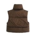 thumbnail image 3 of Inevnen Women's Winter Crop Vest Lightweight Sleeveless Warm Outerwear Puffer Vest Padded Gilet, 3 of 7