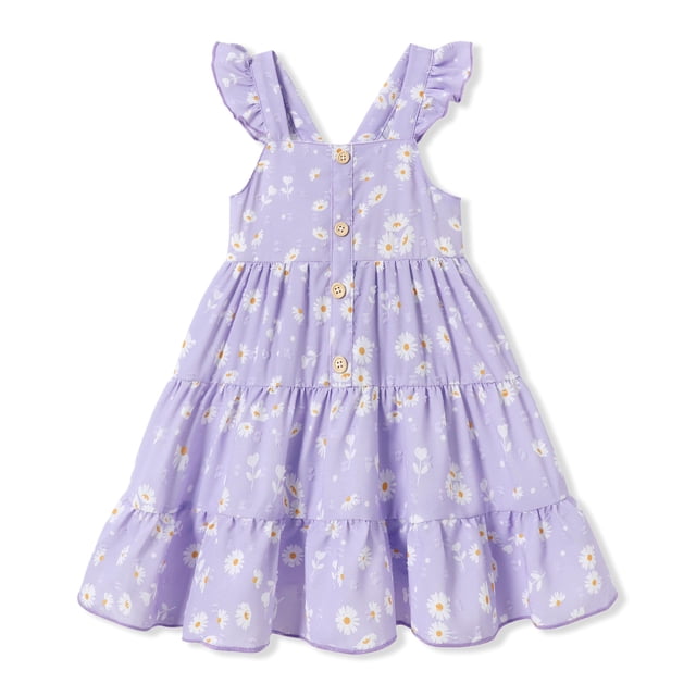 Vestido DeeFant para niños pequeños, 4-5T, verano, con mangas con estampado floral