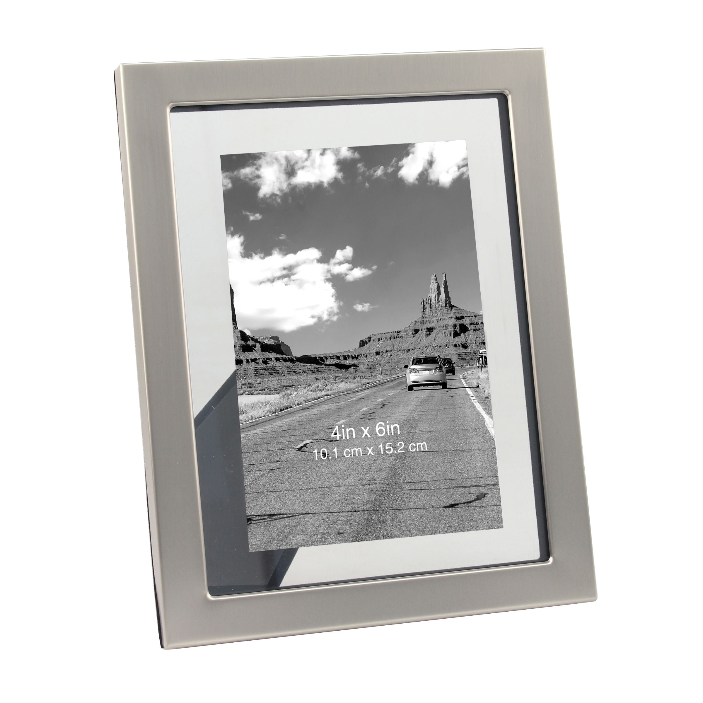 Better Homes & Gardens 4" x 6" Rectangle Metal Tabletop Floating Picture Frame, Silver